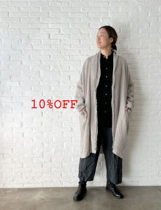 【新品】パドカレ pas de calaisリネンコート　ベージュ（SI20） a36d8604583775f7358ff9ea10d906