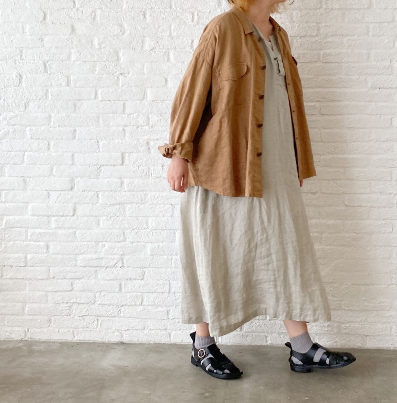 美品　パドカレ 60リネン ろうけつ染め ワンピース ロング 長袖 36 紺 白 pas de calais - 美品 パドカレ 60リネン ろうけつ染め