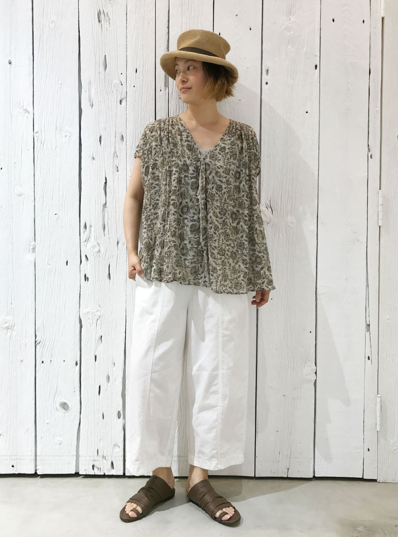 再入荷》ブロックプリント ブラウス | pas de calais Online