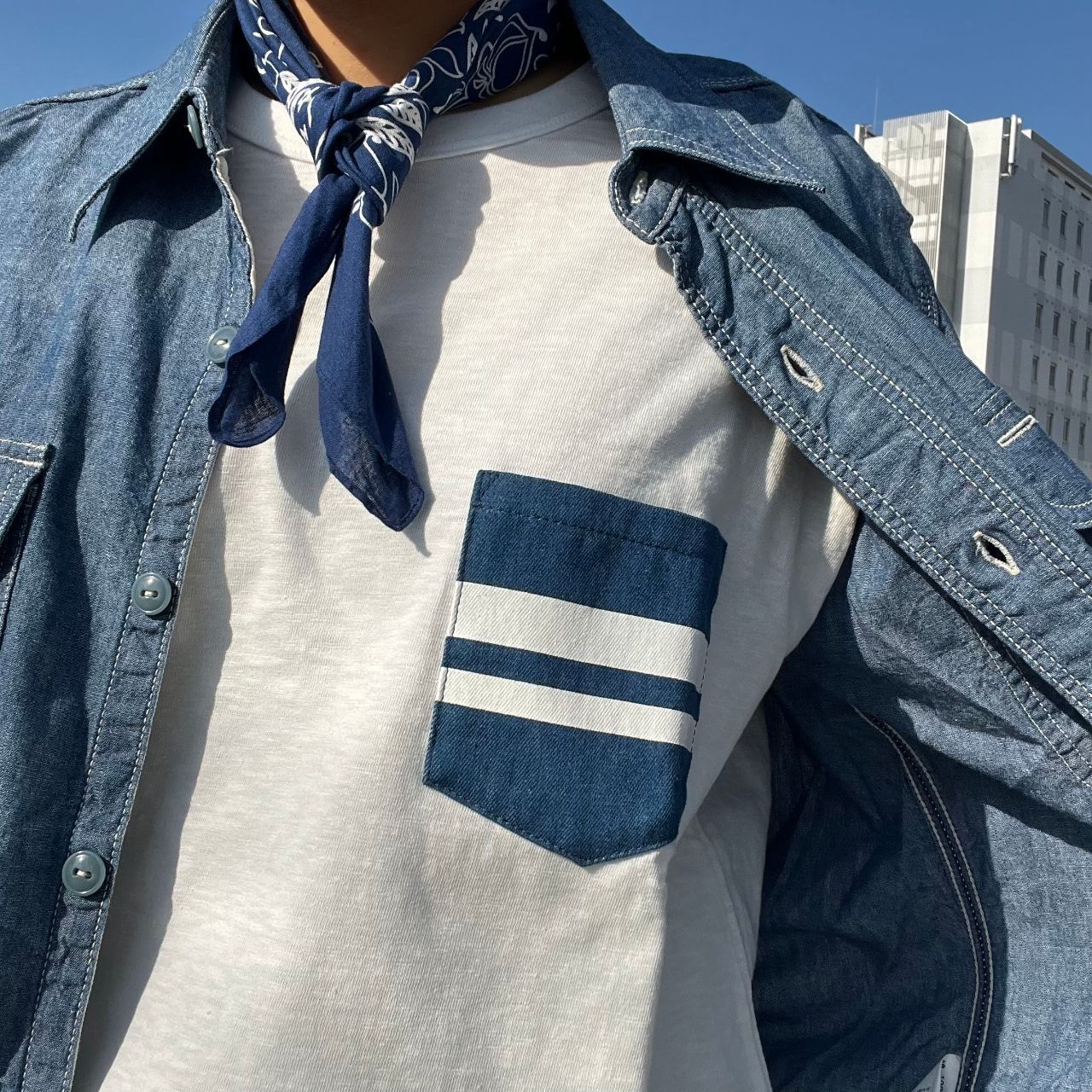 出陣！！ シャンブレー半袖シャツ｜MOMOTARO JEANS MOMOTARO