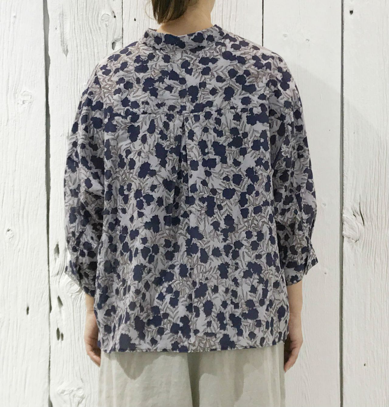 着まわしコーディネート】60/-ローン花柄プリント ブラウス