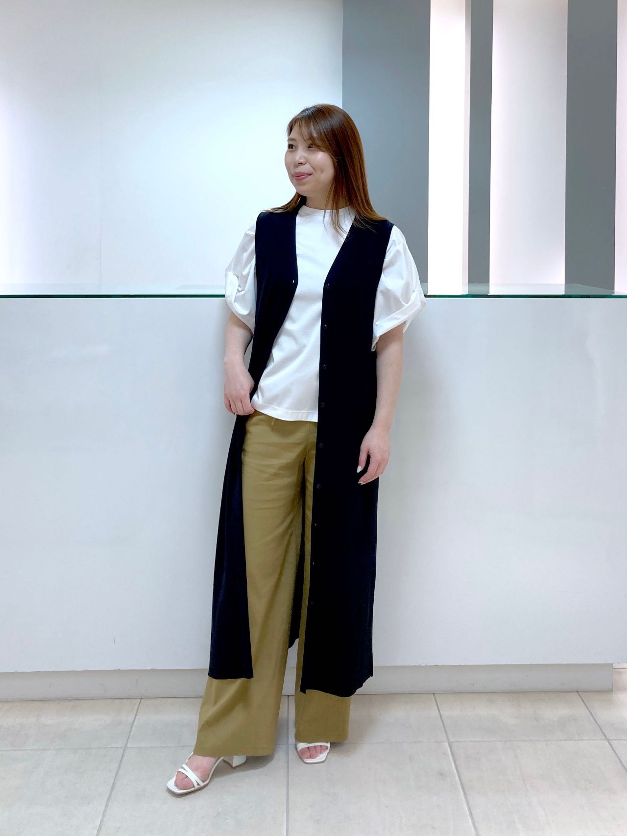 Theory luxe 20ss ロングジレ 680カーキ トップス