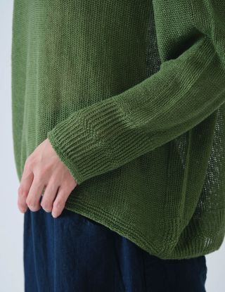 美品 pas de calais パドカレ 綿麻混紡 ニットロングカーディガン 美品 pas de calais パドカレ 綿麻混紡 ニットロングカーディガン