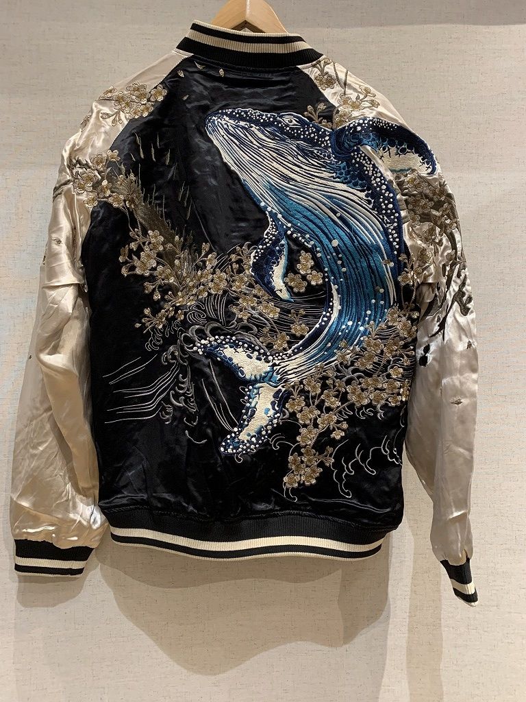 流儀圧搾 【絡繰魂・粋】 座頭鯨刺繍リバーシブルスカジャン