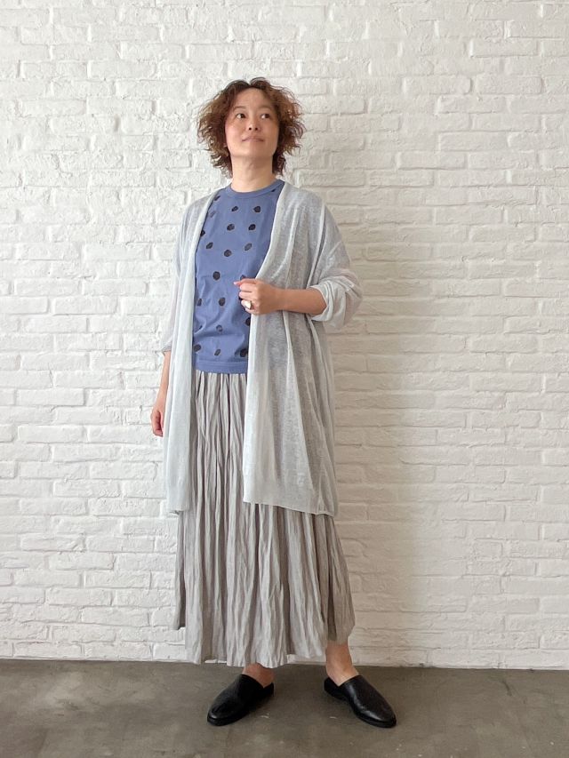 ウォッシャブルシアーリネン バックタックロングカーディガン