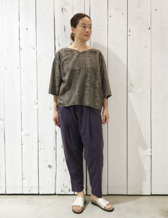 pas de calais パドカレ　ブロックプリント　サルエルパンツ 2025年最新】Pas de calais レディース サルエルパンツの人気