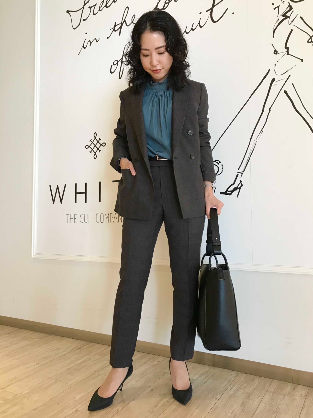 THE SUIT COMPANY】ダークブラウン ビジネスパンツスーツ上下