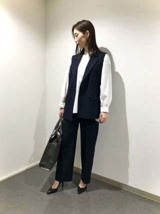 セットアップ対応】オックスストレッチ ノーカラー ジレ / 23区
