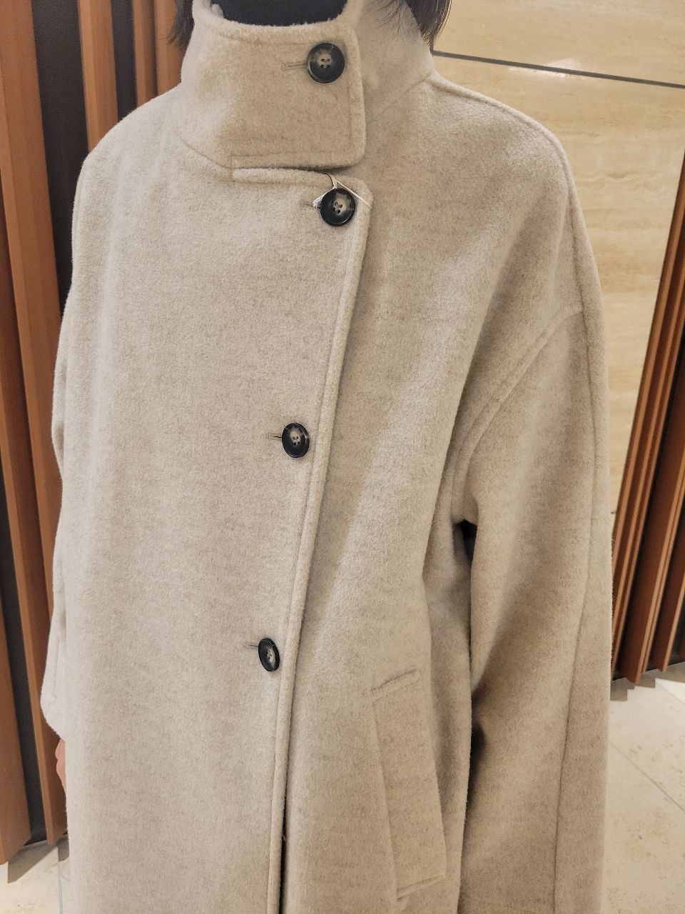 ZARA ウールスタンドカラーコート WEB限定】ウールライクスタンド