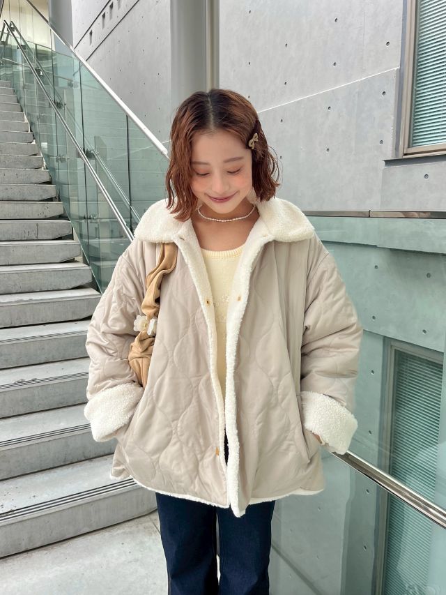 45R　ウール縮絨お花ニットコート　フラワー　ベージュ×シロ　Lサイズ 45R - fumi様専用◡̈♥︎45R 縮絨お花ニットコートの通販 by sorafuu