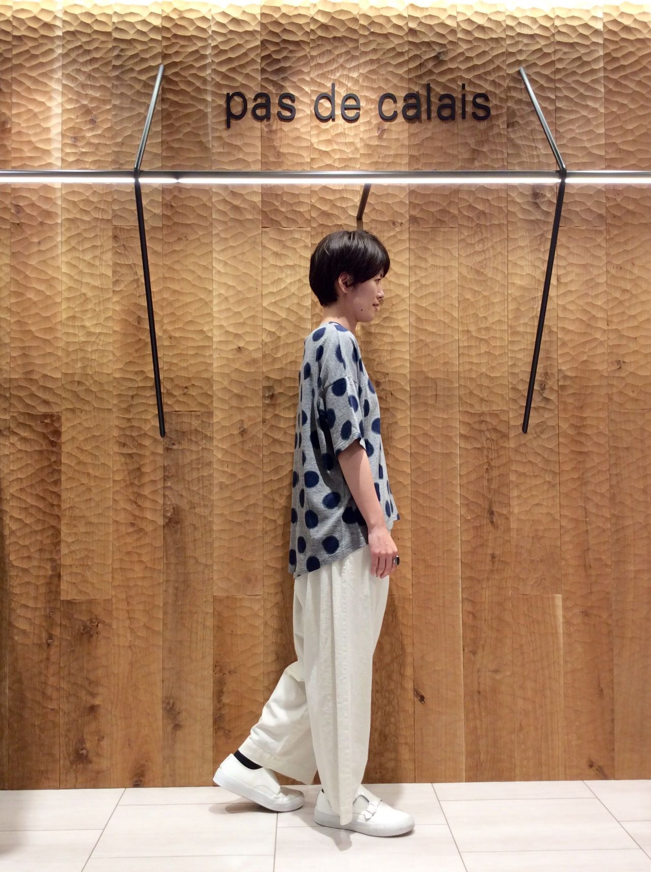 pas de calais 麻レーヨンストレッチパンツ　ネイビー　サイズ36 pas de calais 麻レーヨンストレッチパンツ ネイビー サイズ36