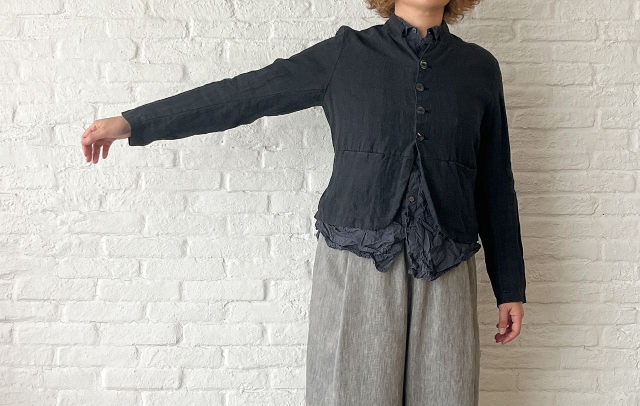 専用です　パドカレ　サルエルパンツ リネン 着回しコーディネート》コットンリネン綾ストレッチ サルエル