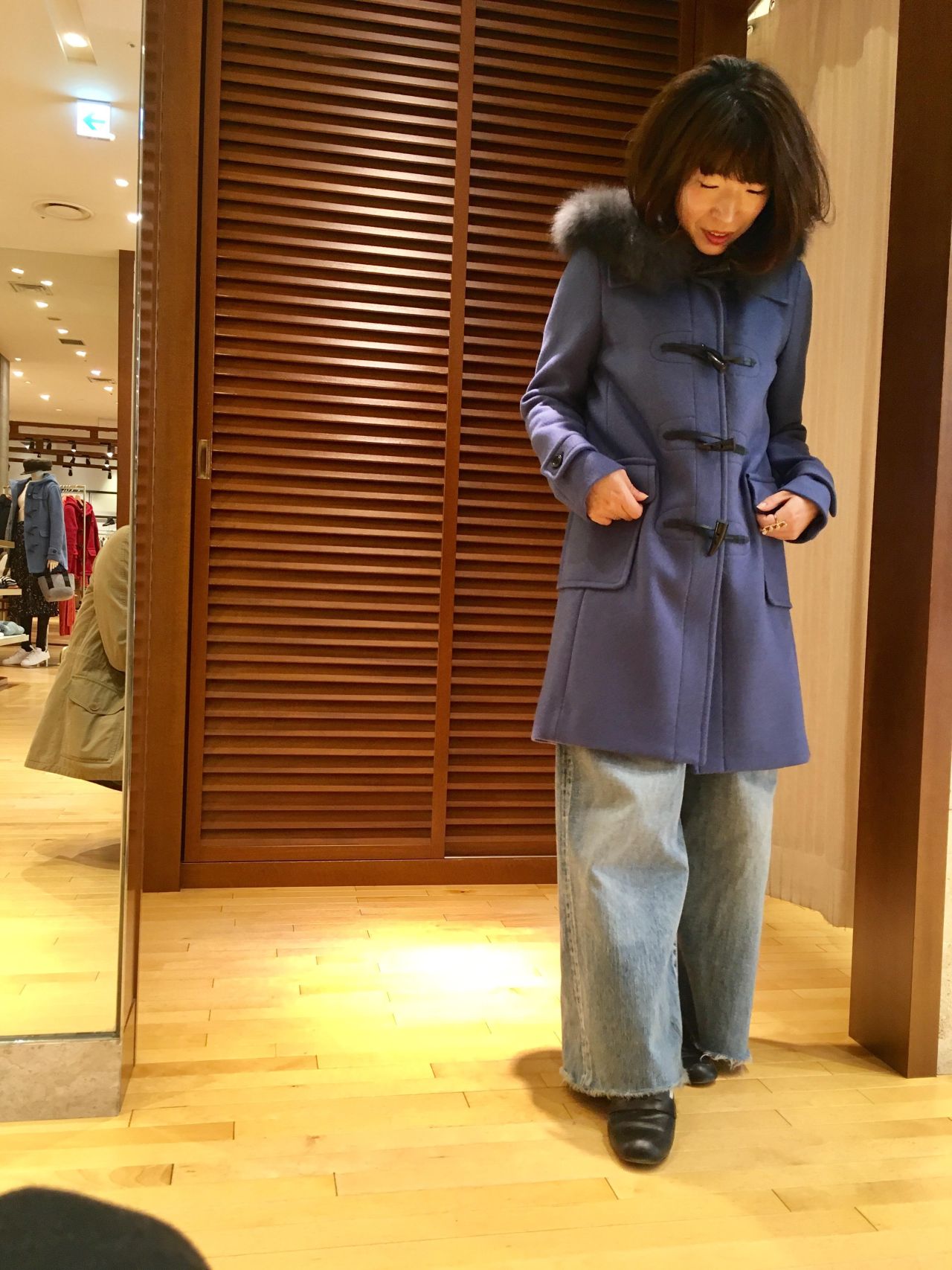 SHIPS シップス　ボリュームファーダッフルコート　ウール　紺　ネイビー　冬物 SHIPS（シップス）の「SHIPS: スーパー140'S 100%WOOL メルトン