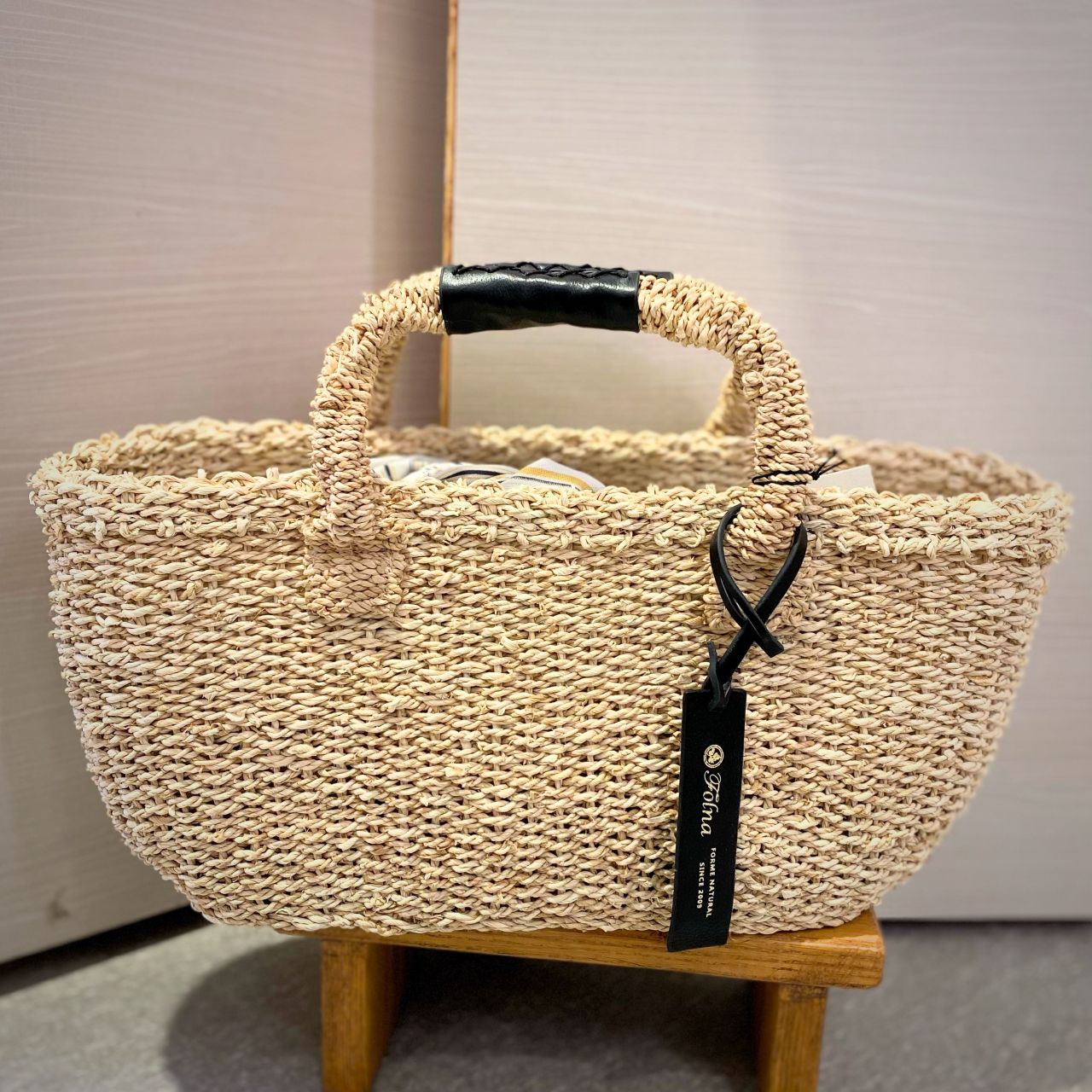 新品　フォルナ　2way かごバッグ 新品 フォルナ 2way かごバッグ FOLNA ナチュラル横長かごバッグ