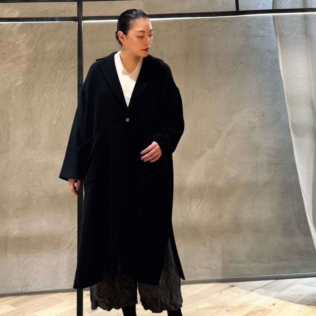 【pas de calais 】 パドカレ フード付きコート ダークブルー pas de calais パドカレ ピーコート ブラウン 40