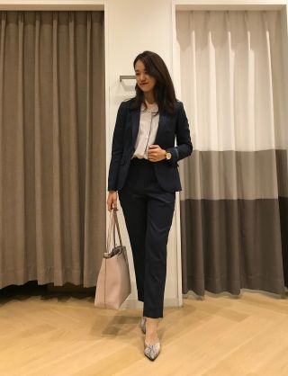 THE SUIT COMPANY チェック柄パンツスーツ 40代ファッション レディース エレガントチェック柄パンツスーツ