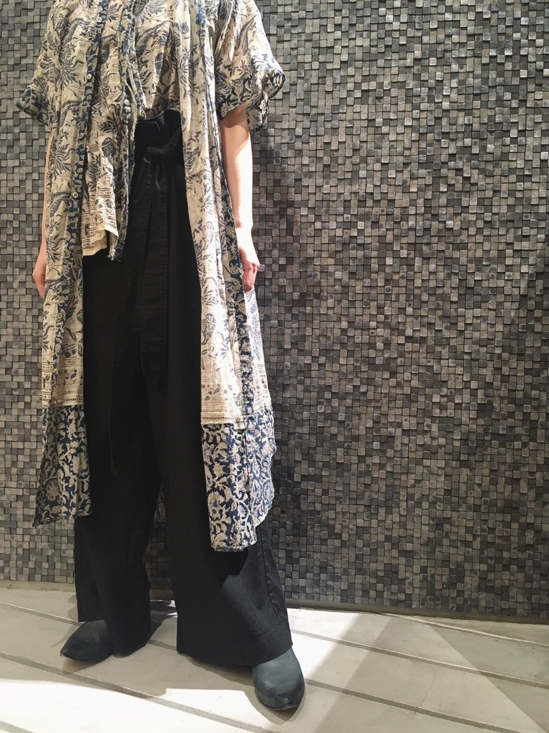 パドカレ Pas de Calais インドブロック更紗プリント ワンピース