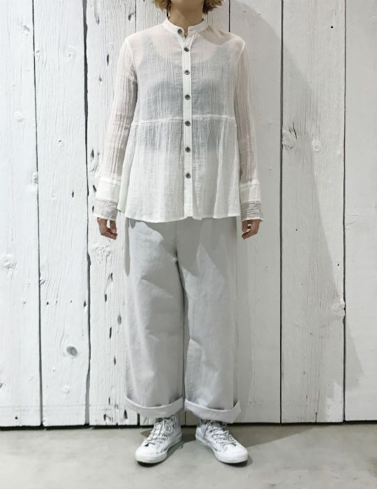 美品 pas de calais パドカレ パッチワークワンピース　コート W POINT】コットン先染めストライプ ワンピース | pas de calais