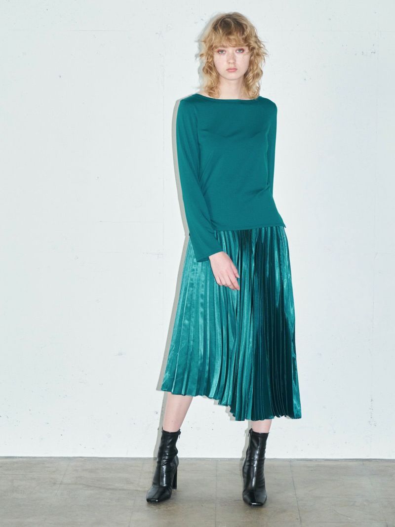 MIDIUMISOLID for Ladies アシンメトリープリーツスカート(3-1633