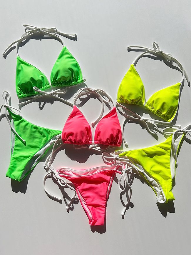 CRONOS グリーン三角ビキニ CRONOS WOMEN NEW 2STRIPES BIKINI【GREEN】