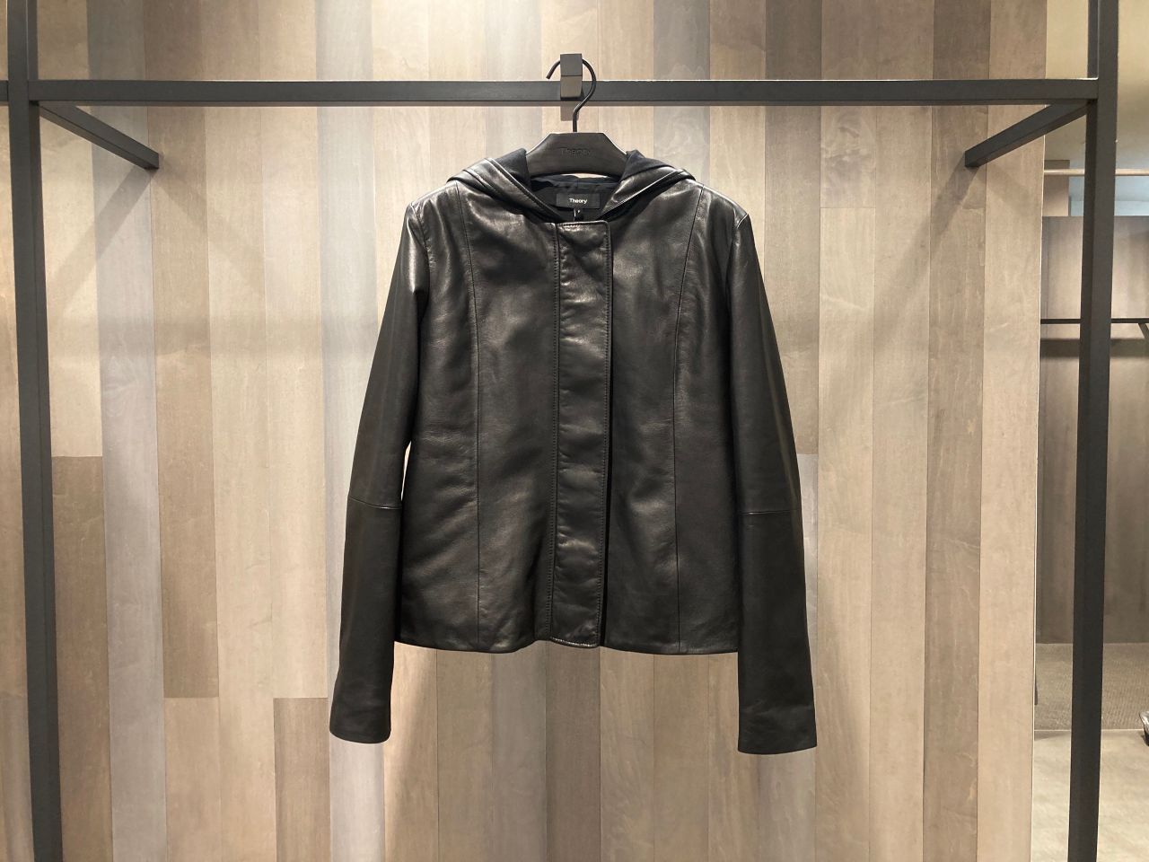 theory ラムレザーフードジャケット 良品 theoryluxe セオリー ラムレザー フード付 ジャケット ブルゾン