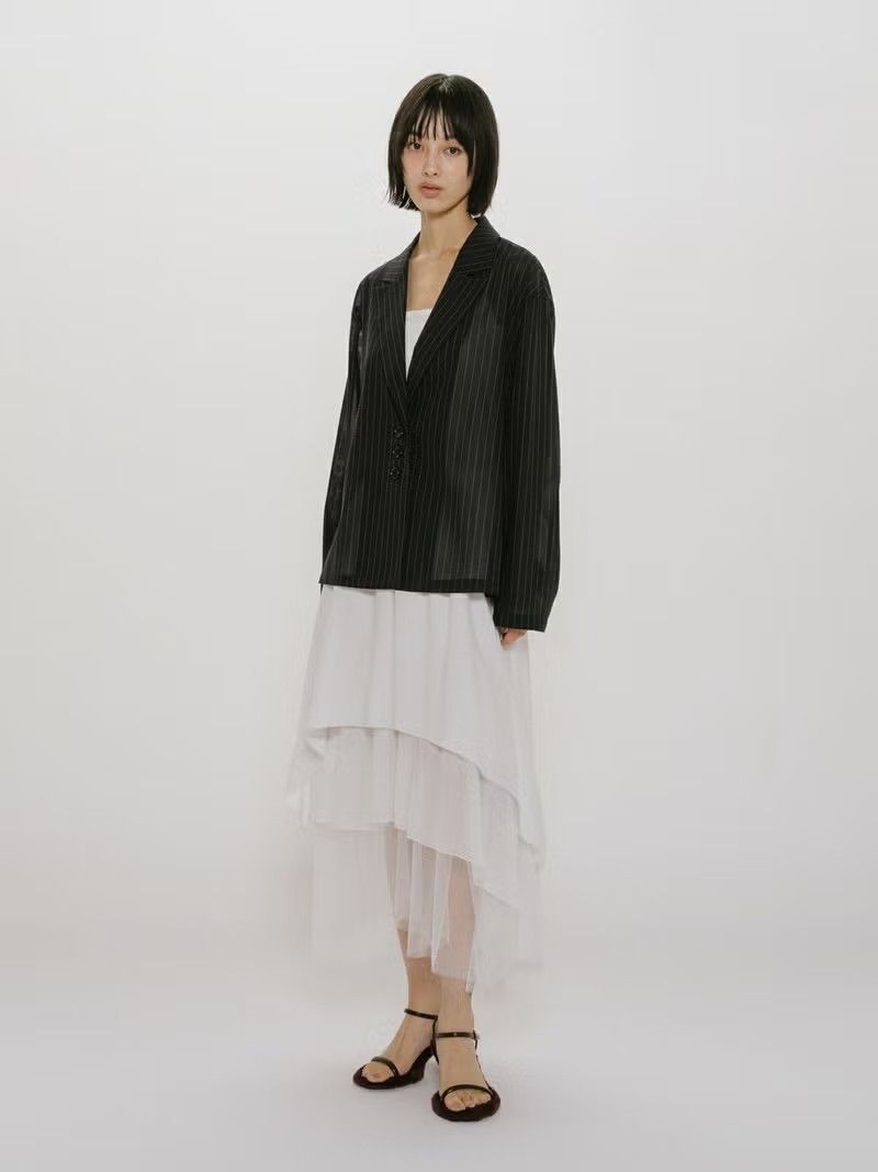 MIDIUMISOLID for Ladies アシンメトリーティアードスカート