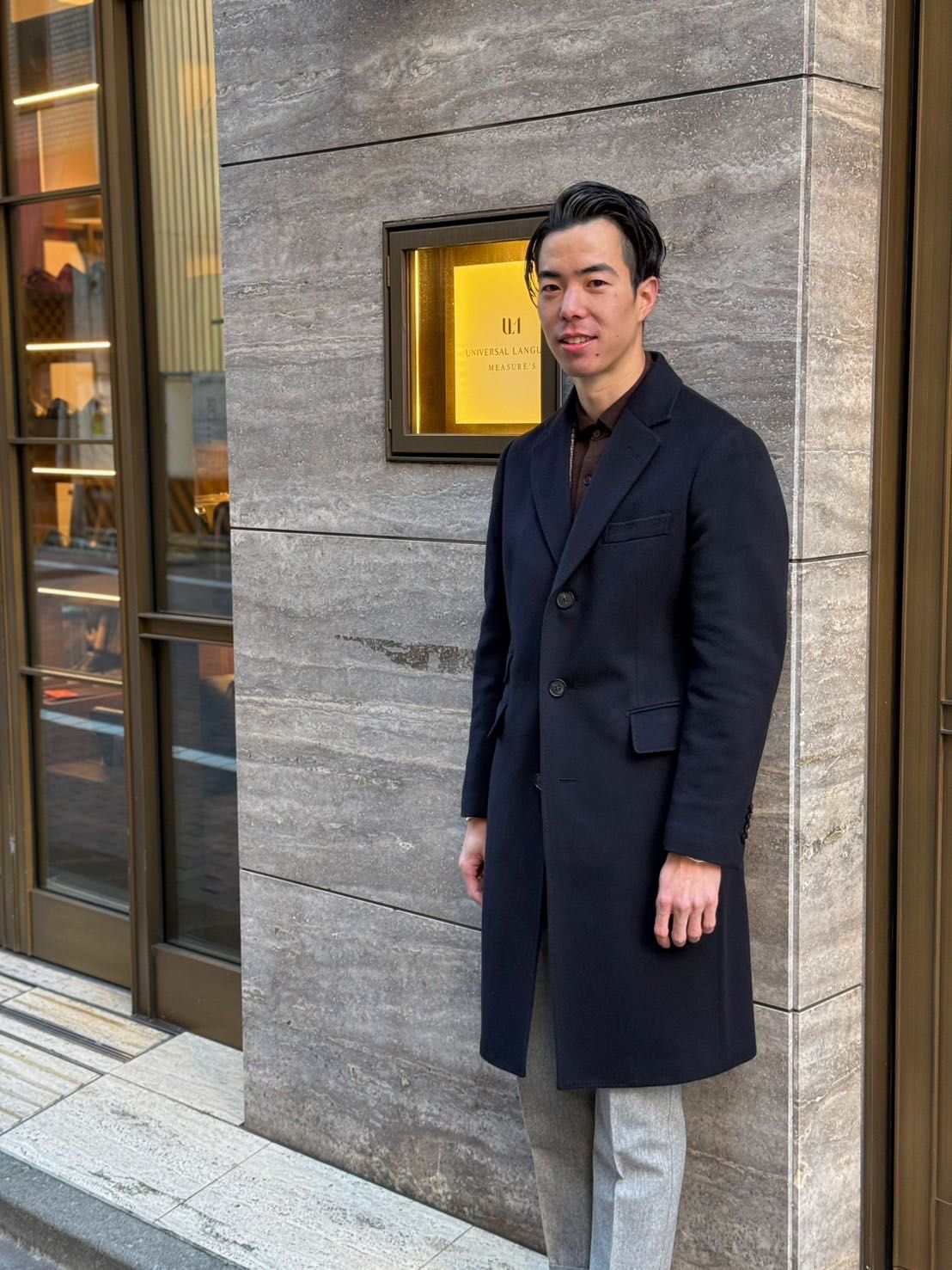 平野史也× ユニバーサルランゲージ チェスターコート カシミヤ100