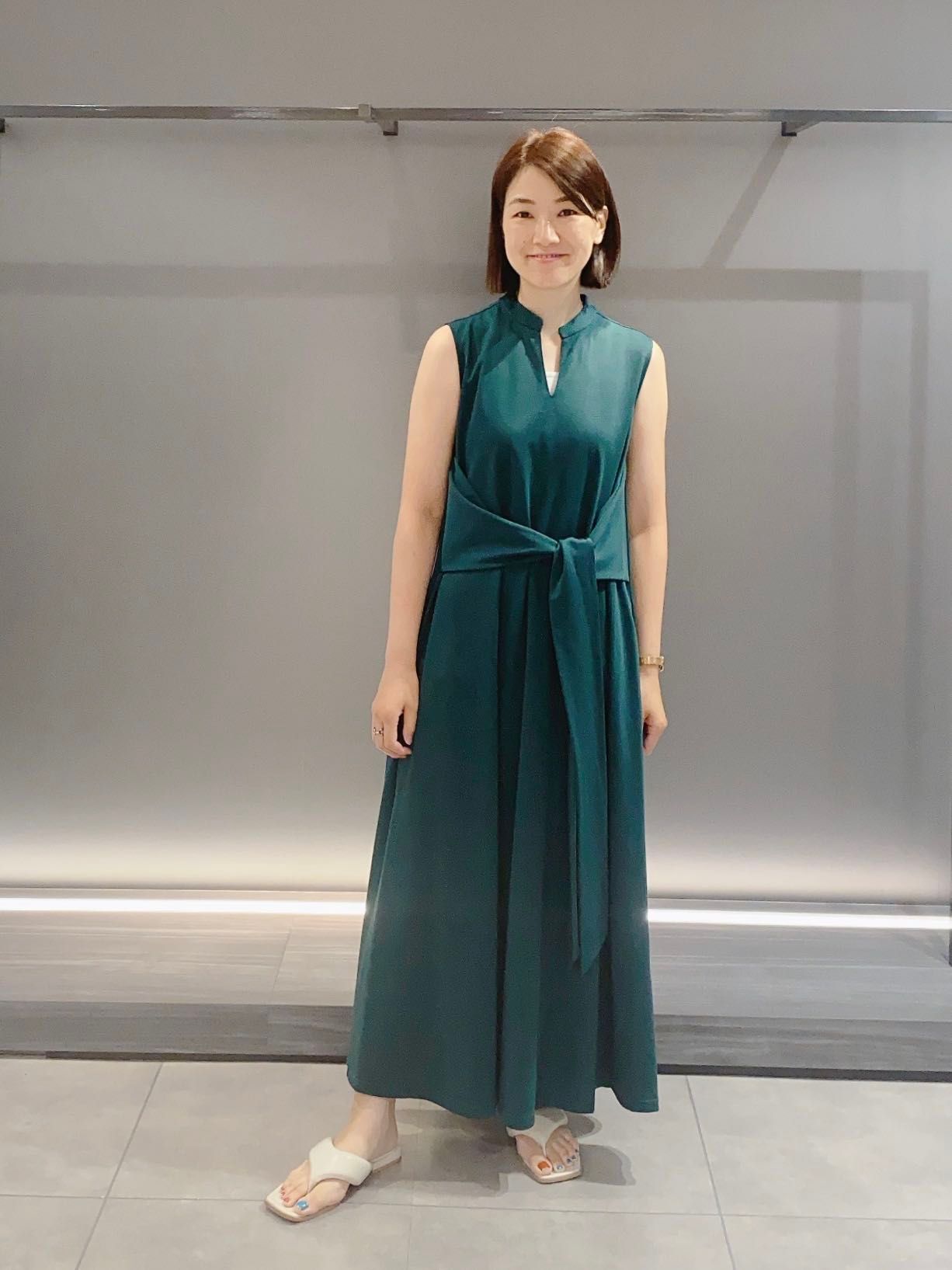 Theory 20ss 咳き込む ロングワンピース アプリコット 