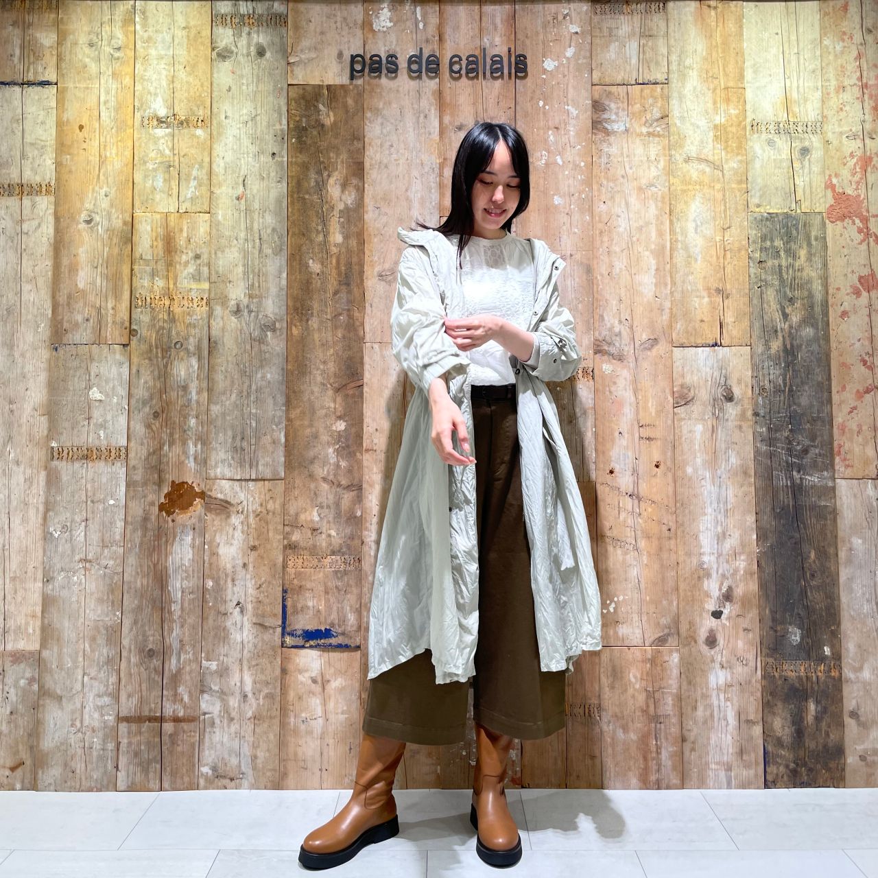 pas de calais ドビーストライプ ギャザーブラウス プルオーバー