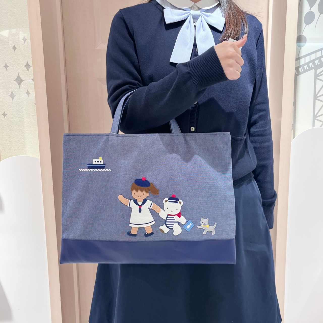 新品タグ付き　ファミリアデニム「船をみにいこう」 デニムdeミライ」デニムバッグ | familiar (Baby&Kids)/ファミリア