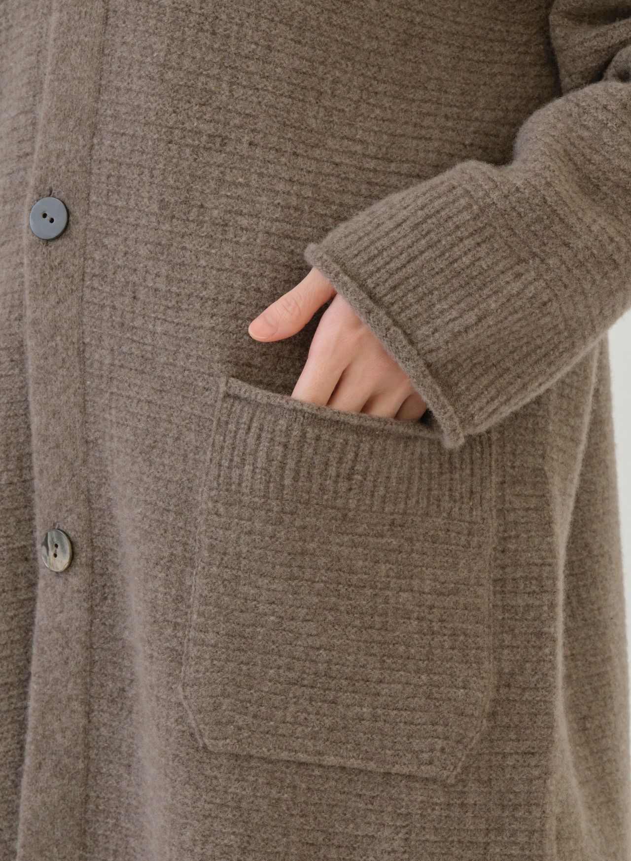 期間限定！10%OFF】カシミヤラム柄編み カーディガンコート | pas de