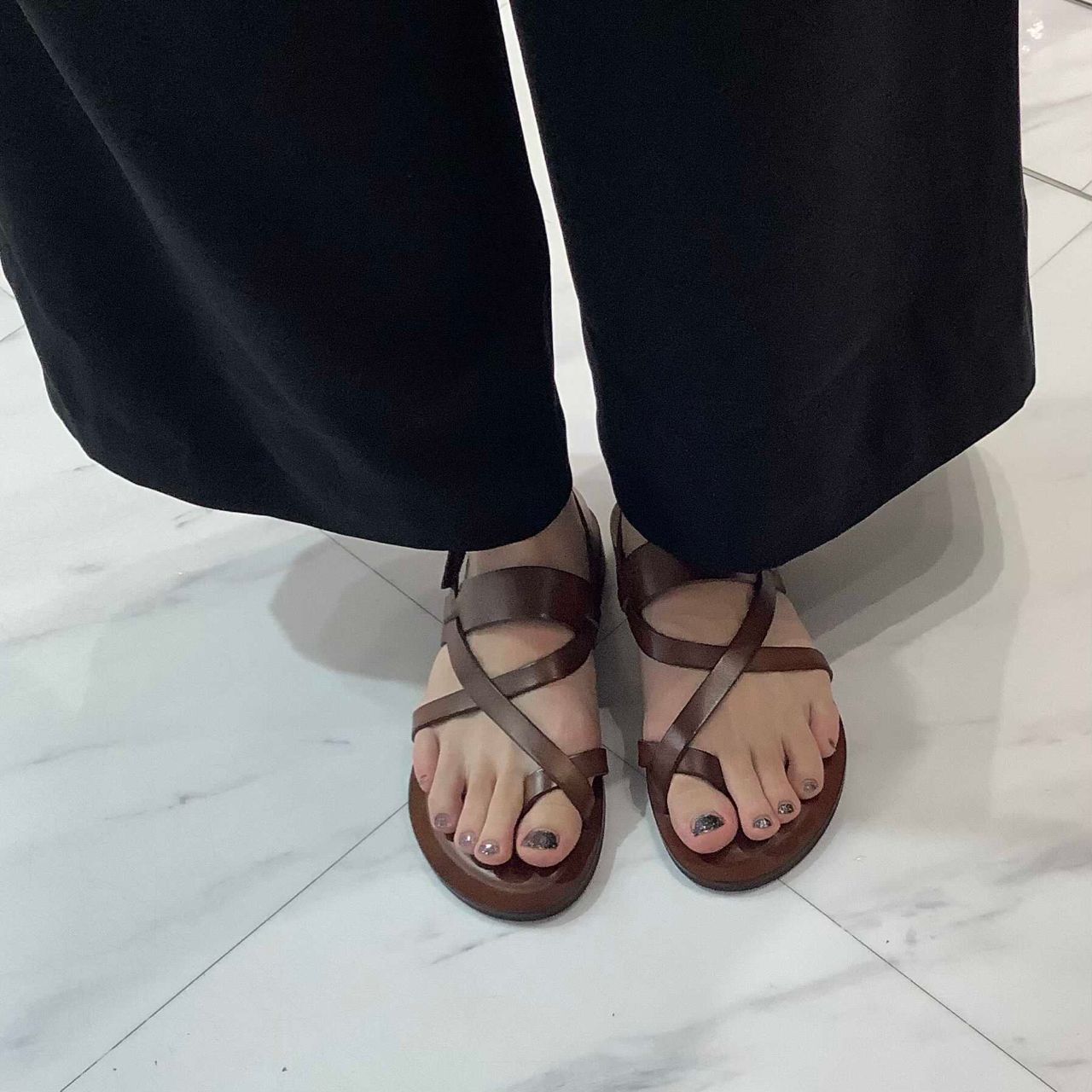 CORSO ROMA,9”革サンダル・ブラウン・23.0㎝