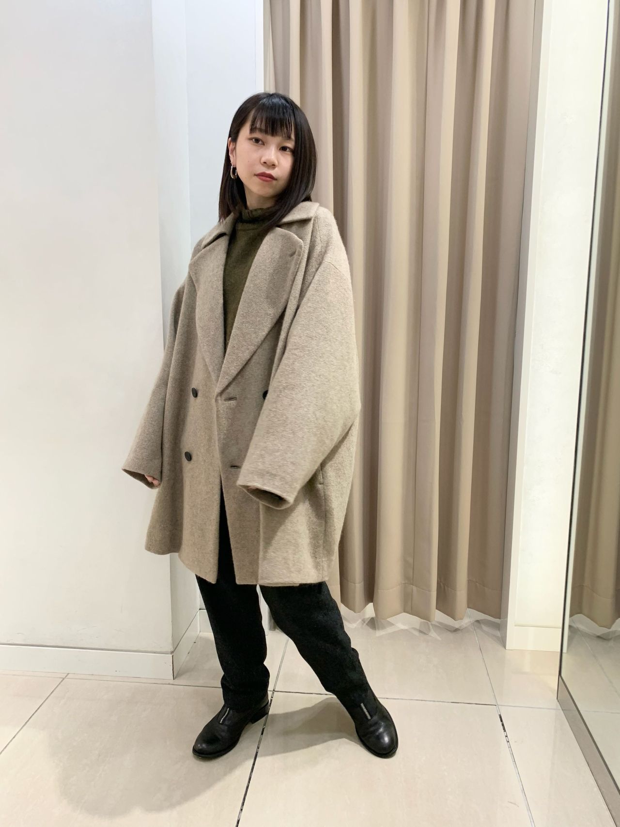 パドカレpas de calais ウール混ミドル丈コート　黒　38 パドカレpas de calais ウール混ミドル丈コート 黒 38 （楽天