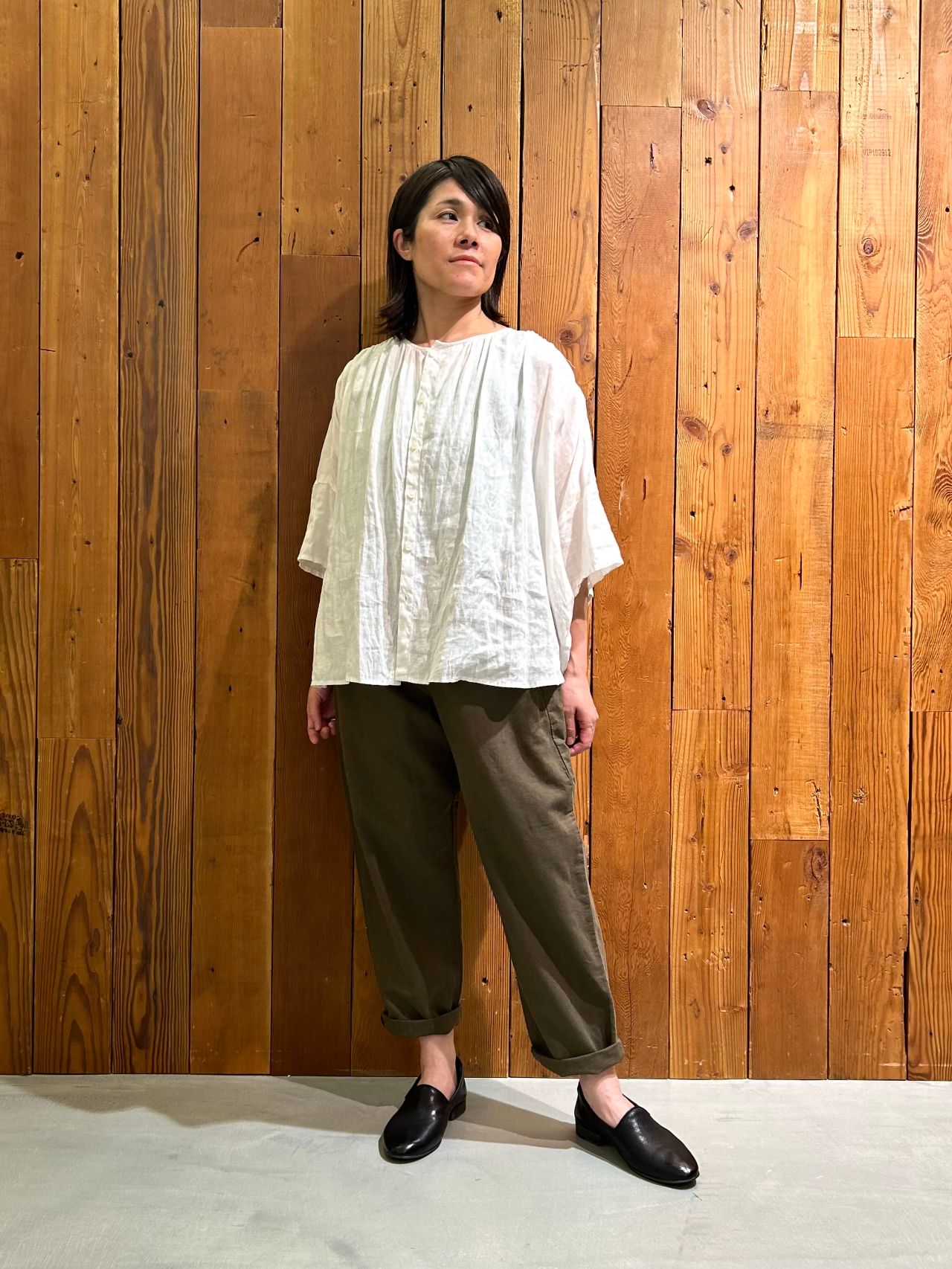 pas de calais パドカレ　ノルマンディリネンロングブラウス　36 pas de calais パドカレ ノルマンディリネンロングブラウス 36