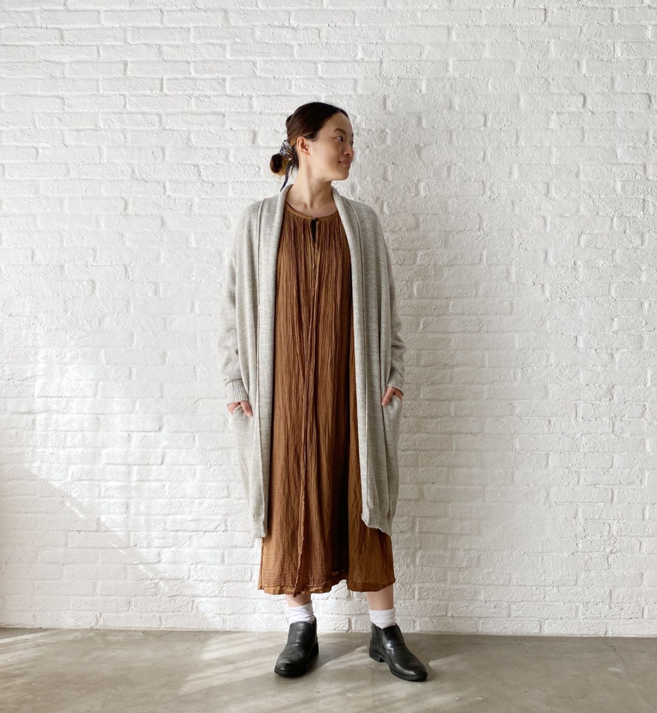 パドカレ ◡̈ 紀州梅炭染めワンピース 期間限定！10%OFF】紀州梅炭染めモダールローン ワンピース