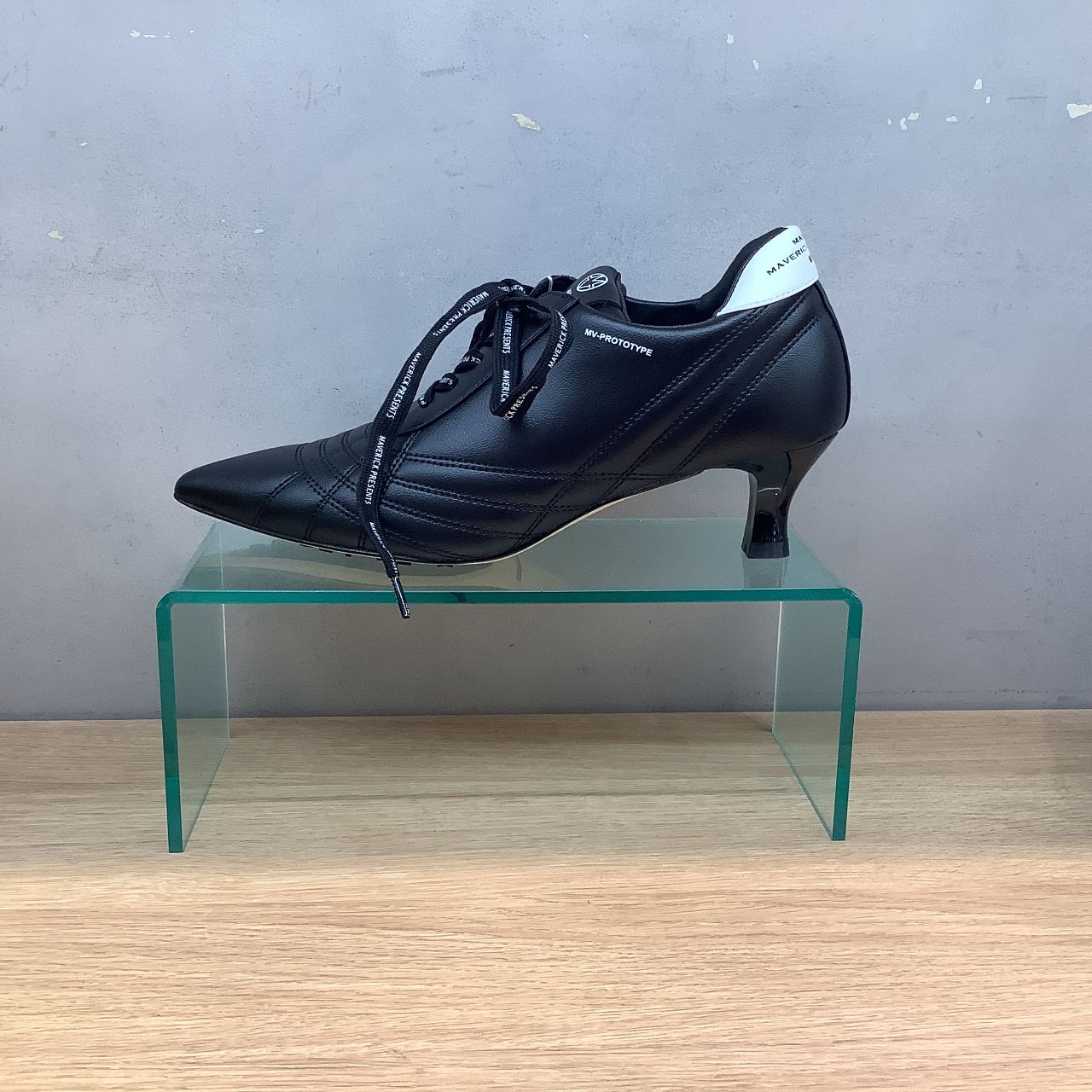 【GW限定値引　新品未使用】メゾンマヴェリックプレゼンツハイテクトラックパンプス MAISON MAVERICK PRESENTS メッシュ レースアップ パンプス MS2365 BK