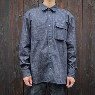 桃太郎ジーンズ　ダークデニム ボタンアップシャツ 桃太郎ジーンズ MOMOTARO JEANS 出陣 8oz 特濃 セルビッチ
