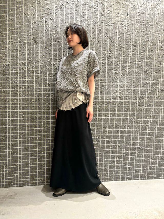 pas de calais パドカレ ストライプロングシャツクラシック綿麻