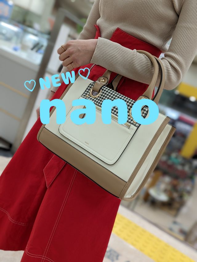 ナノ nano ハンド・トートバッグ 千鳥柄トリミング2WAYショルダー付き