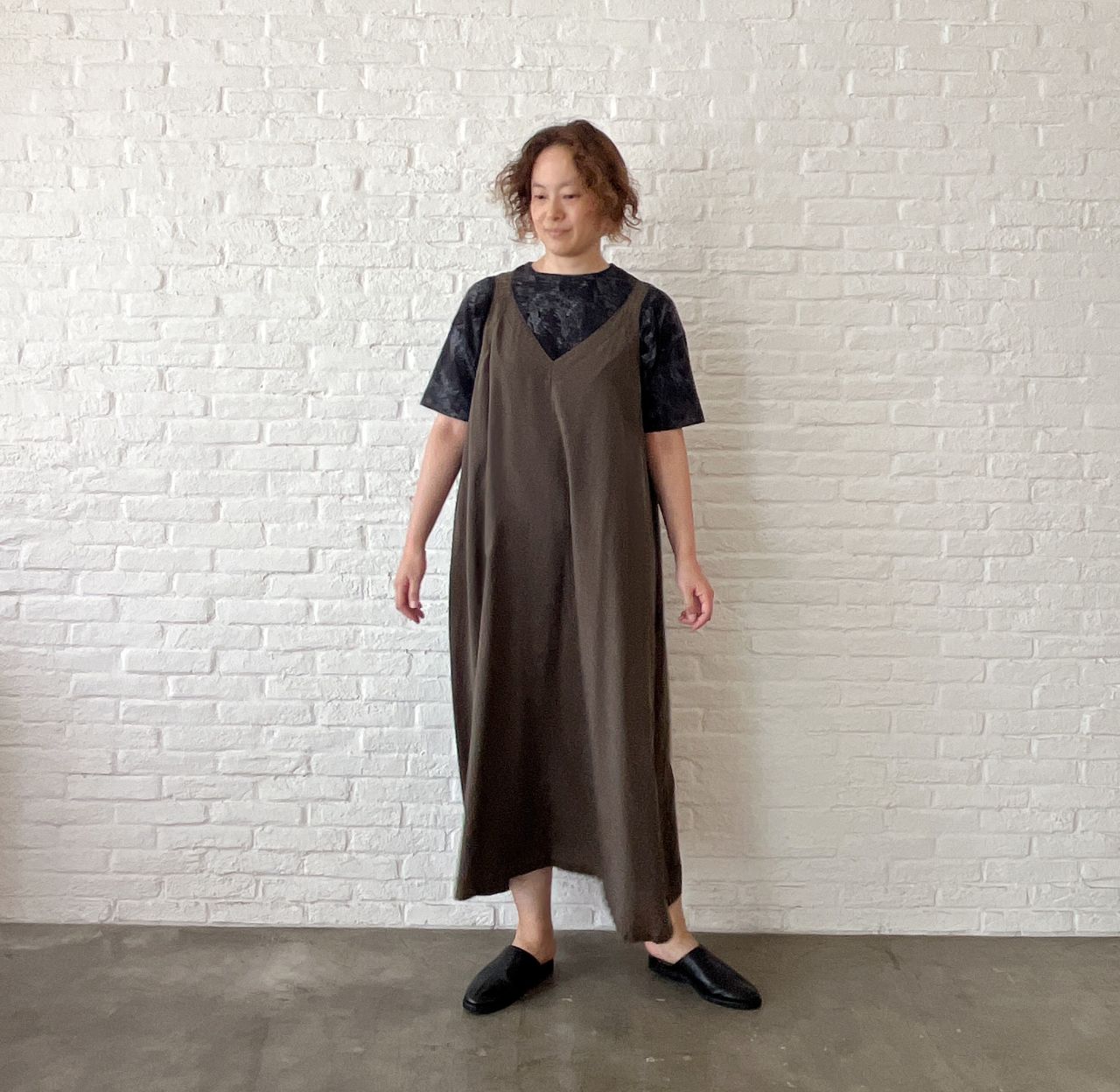 パドカレ　リヨセルポプリン　2wayVネックジャンパードレス W POINT】リヨセルポプリン 2way Vネックジャンパードレス | pas