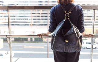 ATAO バルス 3way 黒 レザー×パイソン リュック バッグ バッグ