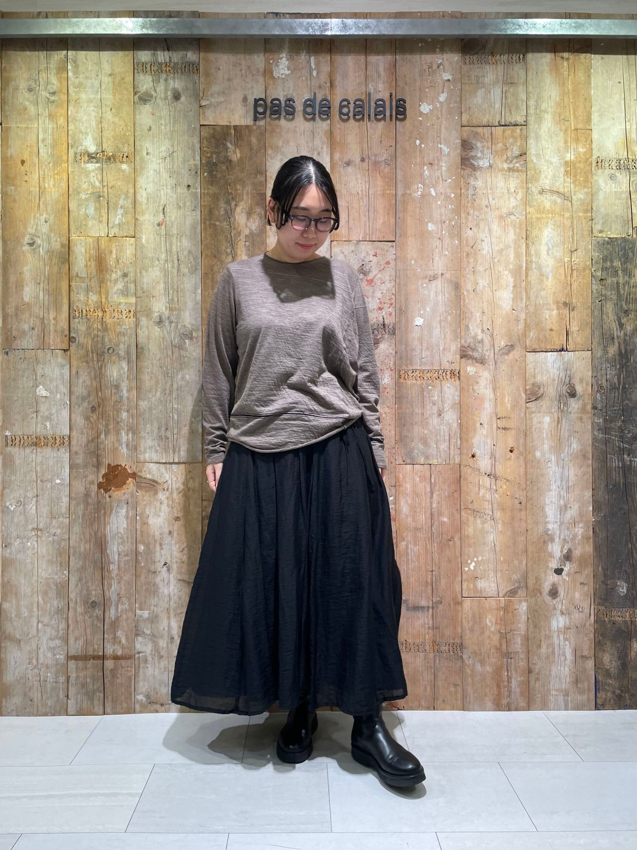 高級】pas de calais パドカレ シルク混ワンピース 染め AY40