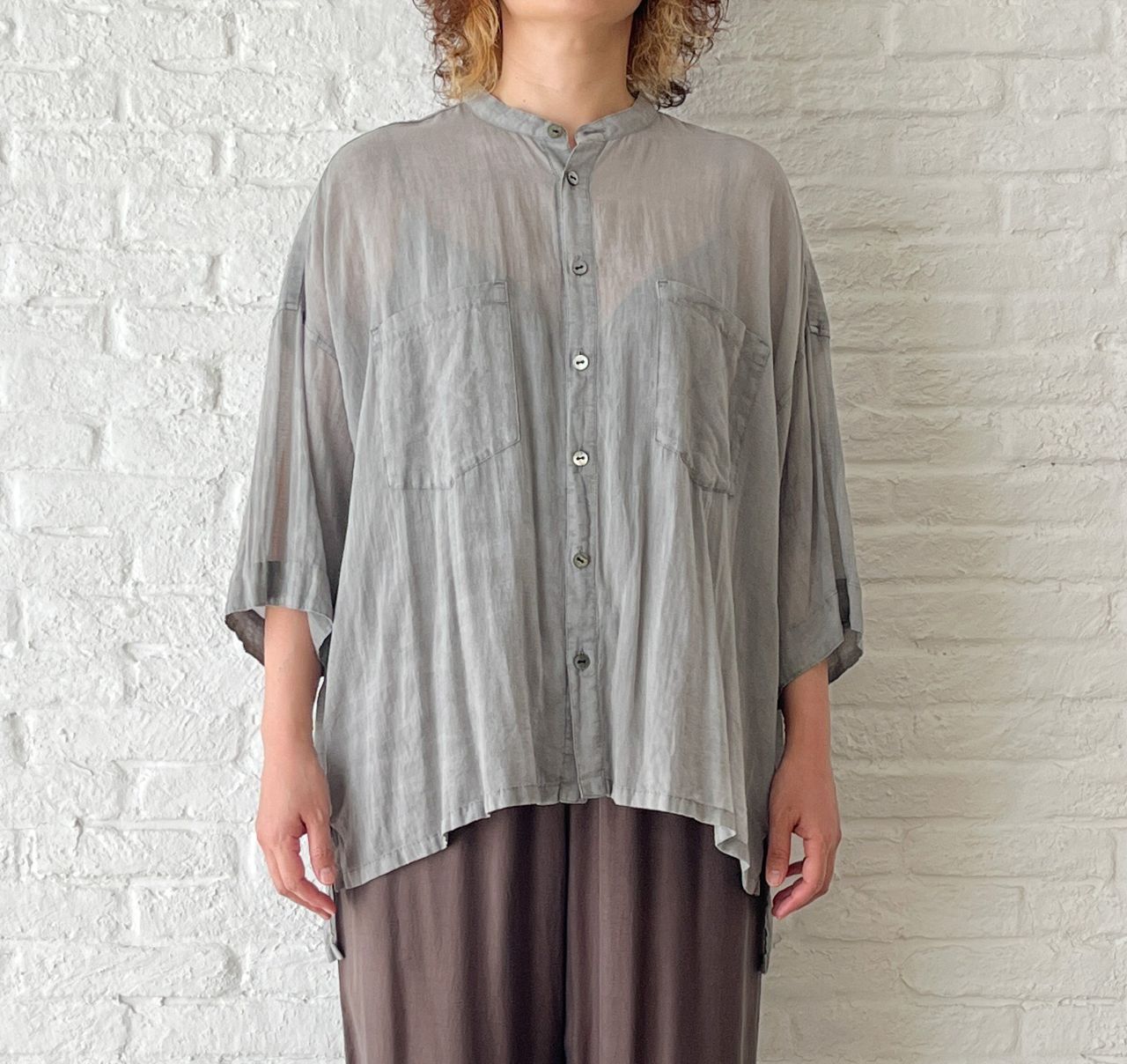 ⭐️pas de calais ⭐️キュプラコットンボイルプリントブラウス 着回しコーディネート》キュプラコットンボイル ブラウス | pas