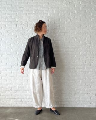 極美品 22SS パドカレ プリントブラウス ランダムドット ネイビー 極美品 22SS パドカレ プリントブラウス ランダムドット