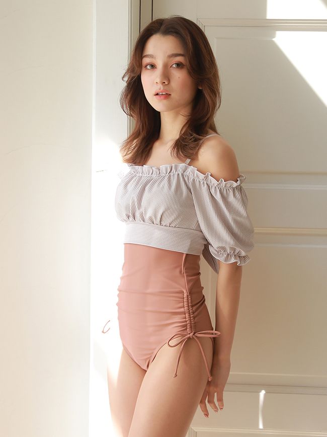 【PEAK&PINE】シースルー袖付き水着（水色/グリーン） PEAK&PINE】シースルー袖付き水着（水色/グリーン） - メルカリ