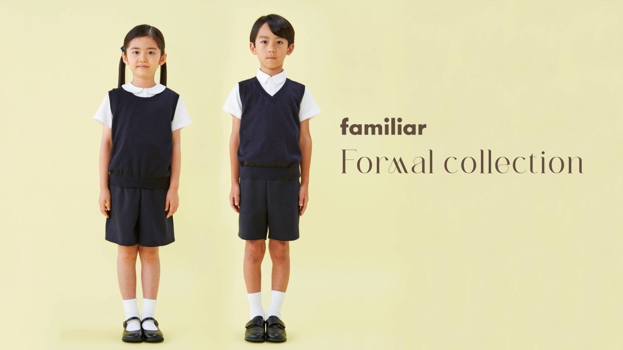 美品✨ファミリア120 フォーマルアンサンブル　クローバー刺繍 ネイビー千鳥格子 美品✨ファミリア120 フォーマルアンサンブル クローバー刺繍