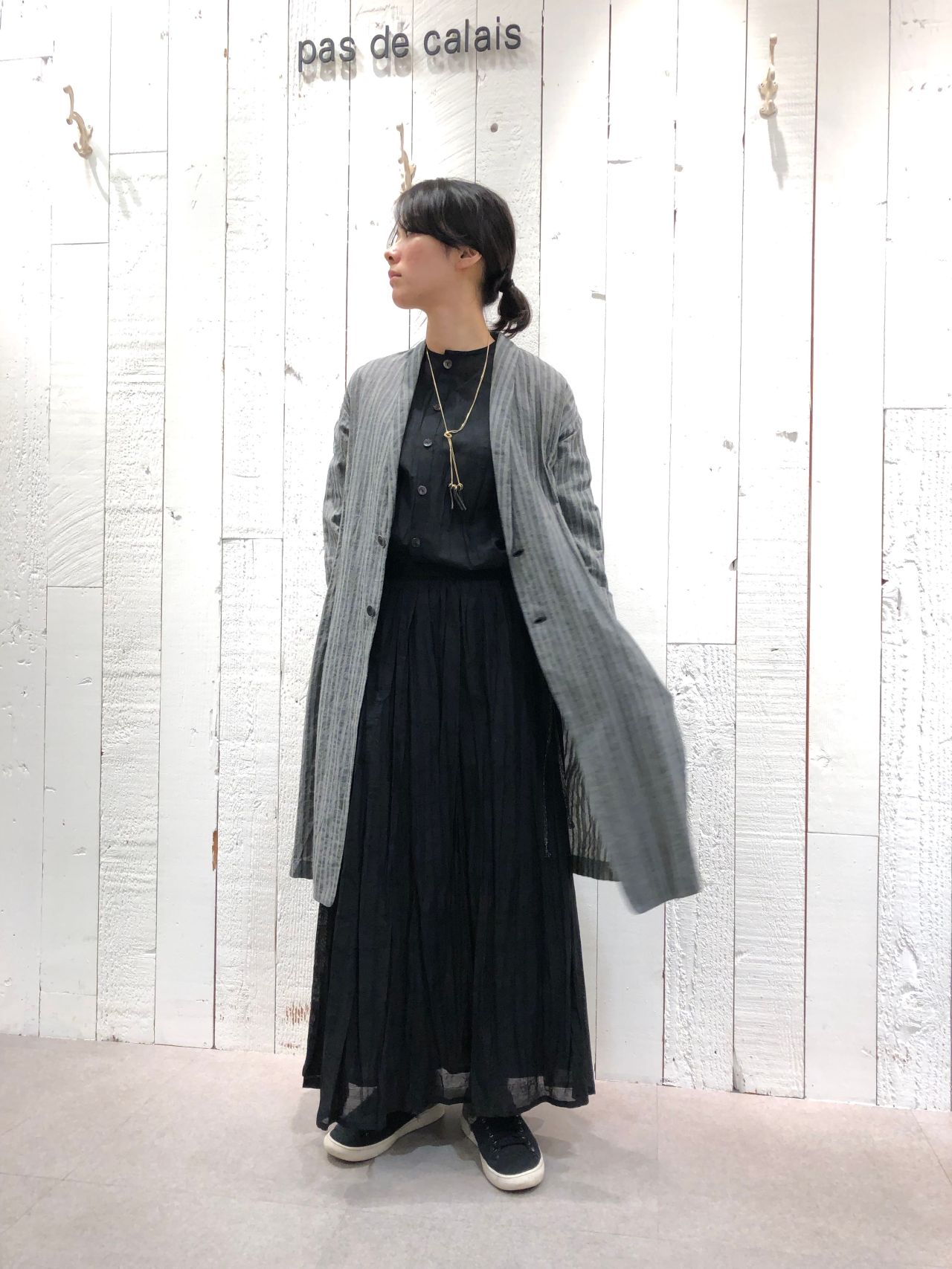パドカレ【定価46,440円】 塩縮チェックストライプコート【美品・未 