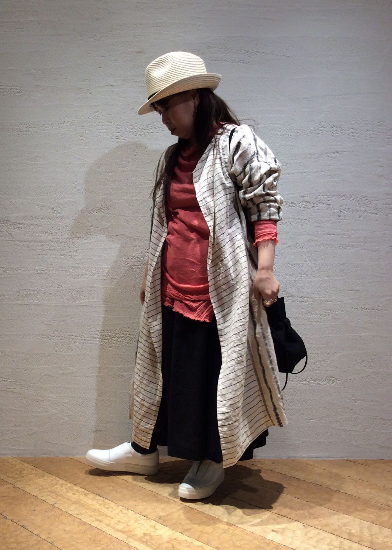 pasdecalais】9000 リネン先染めストライプコート pas de calais