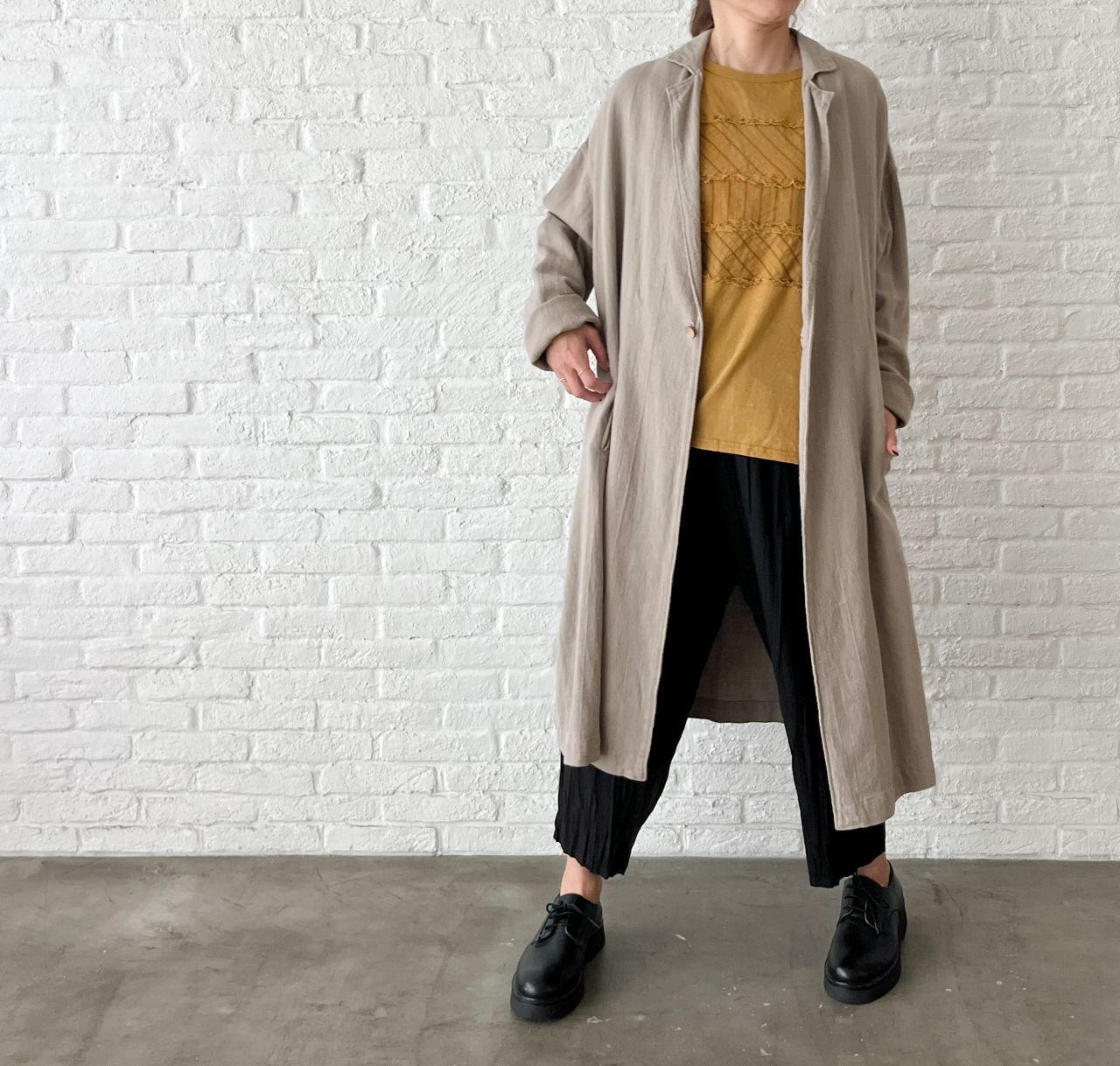 パドカレ　コットンリネンライト ツイルコート　ライナー付き パドカレ コットンリネンライト ツイルコート ライナー付き pas de