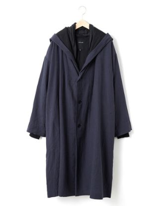 パドカレ アイリッシュリネンコート 美品】パドカレ アイリッシュリネンコート 3WAY フード